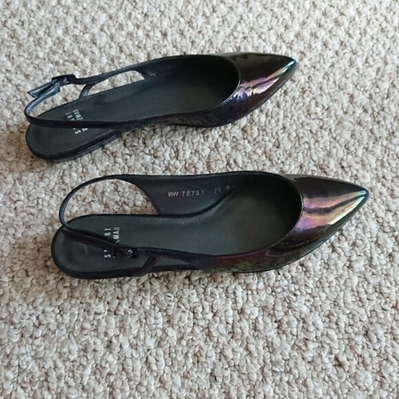 Stuart Weitzman black holographic patent leather slingback flats size 7.5 N - Picture 3 of 12